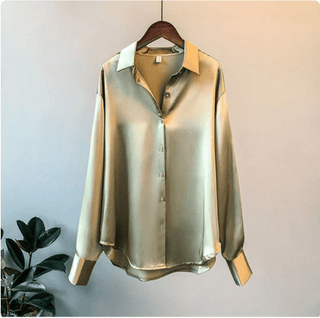 Nympha Fließende Langärmelige Bluse - Bluse - Olivgrün - Müller Mode