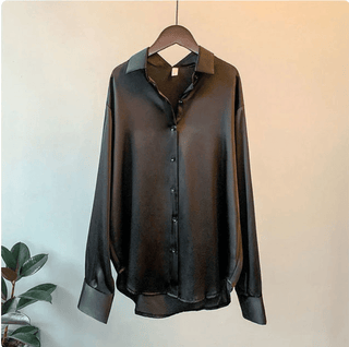 Nympha Fließende Langärmelige Bluse - Bluse - Schwarz - Müller Mode