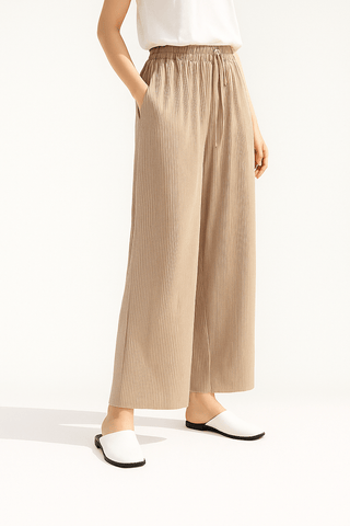 Patty Plisseehose mit weitem Bein und Kordelzug - Hosen - Khaki - Müller Mode