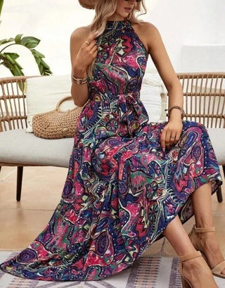 Philine - Maxi - Kleid - Retro Halternek - Kleider - Grün - Müller Mode