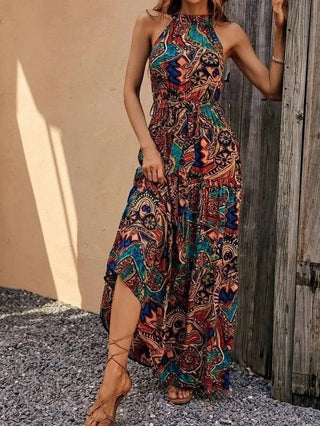 Philine - Maxi - Kleid - Retro Halternek - Kleider - Grün - Müller Mode