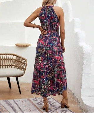 Philine - Maxi - Kleid - Retro Halternek - Kleider - Grün - Müller Mode