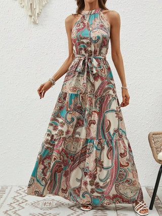 Philine - Maxi - Kleid - Retro Halternek - Kleider - Grün - Müller Mode