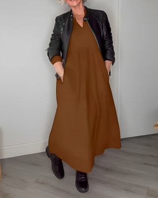 Pia - Wirbelmuster - Maxikleid - Kleider - Braun - Müller Mode