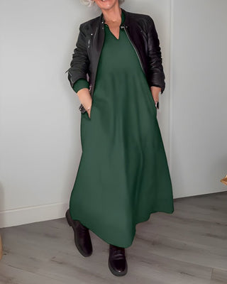 Pia - Wirbelmuster - Maxikleid - Kleider - Grün - Müller Mode