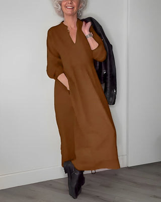 Pia - Wirbelmuster - Maxikleid - Kleider - Braun - Müller Mode