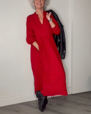 Pia - Wirbelmuster - Maxikleid - Kleider - Rot - Müller Mode