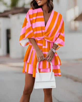 Priscilla Fließende Bedruckte Jumpshort - Jumpsuits - Rosa - Orange - Müller Mode