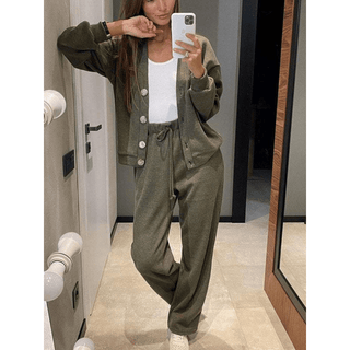 Raisa Strickjacke - und Hosen - Set - Sets - Grün - Müller Mode