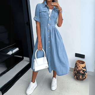 Rebekka Denim Midikleid - Kleider - Blau - Müller Mode