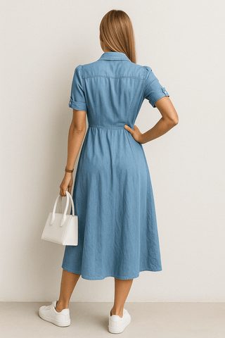 Rebekka Denim Midikleid - Kleider - Blau - Müller Mode