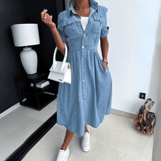 Rebekka Denim Midikleid - Kleider - Blau - Müller Mode