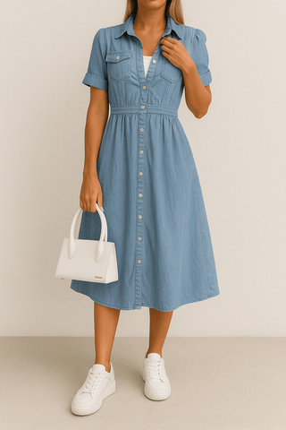 Rebekka Denim Midikleid - Kleider - Blau - Müller Mode