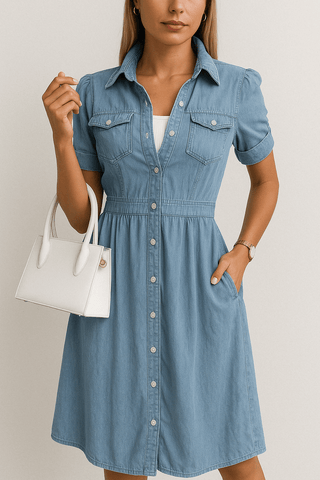 Rebekka Denim Midikleid - Kleider - Blau - Müller Mode