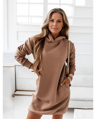 Rebekka - Kapuzenkleid - Gemütlich - Kleider - Braun - Müller Mode
