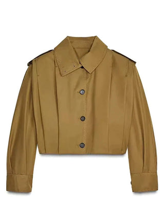 Reina Cropped Hemdjacke mit Knöpfen - Jacken - Khaki - Müller Mode