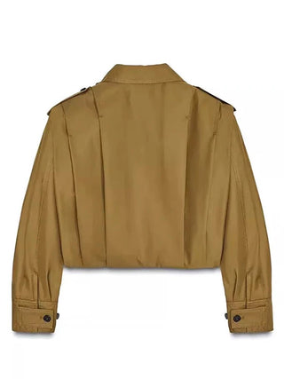 Reina Cropped Hemdjacke mit Knöpfen - Jacken - Khaki - Müller Mode