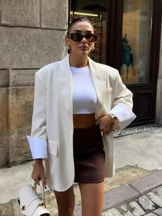 Remy Einfarbiger blazer mit Knöpfen - Blazers - Beige - Müller Mode