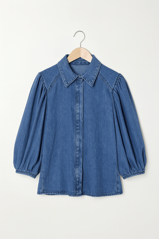 Rianne Bluse mit Puffärmeln - Bluse - Blau - Müller Mode