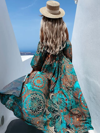 Romy - Kleid - Off - Shoulder Blumen - Kleider - Blau - Müller Mode