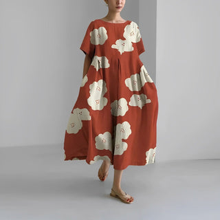 Rosa - Boho - Blumenkleid - Weites Kleid - Kleider - Rot - Müller Mode