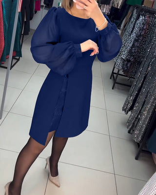 Ruby - Kleid - Stilvolle Laternenärmel - Kleider - Blau - Müller Mode