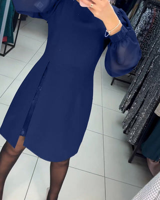 Ruby - Kleid - Stilvolle Laternenärmel - Kleider - Blau - Müller Mode