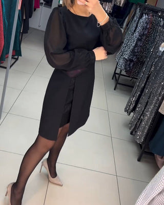 Ruby - Kleid - Stilvolle Laternenärmel - Kleider - Schwarz - Müller Mode