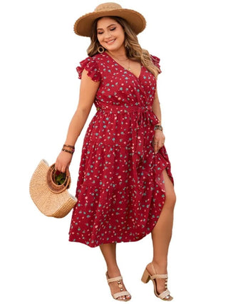 Salome - Sommerkleid - V - Ausschnitt Falten - Kleider - Rot - Müller Mode
