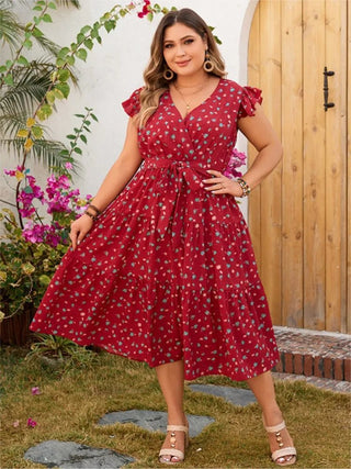Salome - Sommerkleid - V - Ausschnitt Falten - Kleider - Rot - Müller Mode