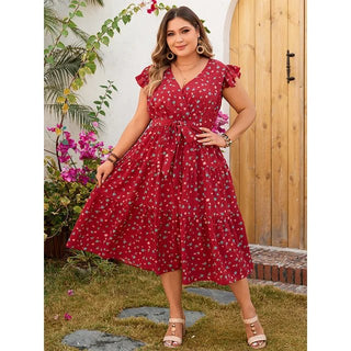 Salome - Sommerkleid - V - Ausschnitt Falten - Kleider - Rot - Müller Mode