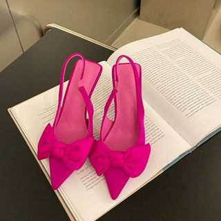 Savannah - Spitz zulaufende Slingback - Absätze - Schleifendetail - Pumps - Rosenrot - Müller Mode