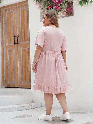 Seraphina - Casual Kleid - Rüschen Saum - Kleider - Rosa - Müller Mode