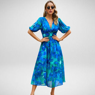Serena - Kleid - Abstrakte Muster - Kleider - Blau - Müller Mode