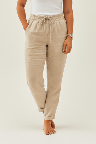 Shirley Hose mit Gummibund und Kordelzug - Hosen - Beige - Müller Mode