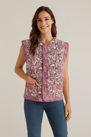 Steffanie Weste mit Ethno - Muste - Jacken - Rosa - Müller Mode