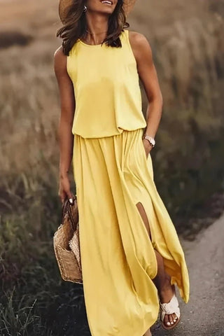Thalea - Kleid - Rundhalsausschnitt - Kleider - Gelb - Müller Mode
