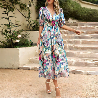 Theresa - Midikleid mit V - Ausschnitt - Sommerkleid - Kleider - Grün - Müller Mode