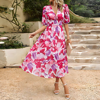 Theresa - Midikleid mit V - Ausschnitt - Sommerkleid - Kleider - Rot - Müller Mode