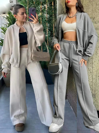 Tiera - Jacke und Hose Set - Gemütliche Herbstmode - Sets - Beige - Müller Mode