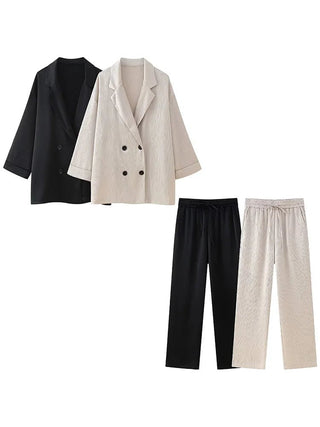 Trixia - Blazer und Hosen Set - Lose Passform - Sets - Beige Blazer - Müller Mode