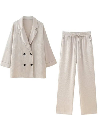 Trixia - Blazer und Hosen Set - Lose Passform - Sets - Beige Anzug - Müller Mode