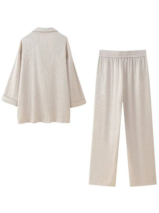 Trixia - Blazer und Hosen Set - Lose Passform - Sets - Beige Anzug - Müller Mode
