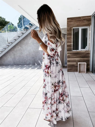 Ute - Maxi - Kleid - Blumen Off - Shoulder - Kleider - Weiß - Müller Mode