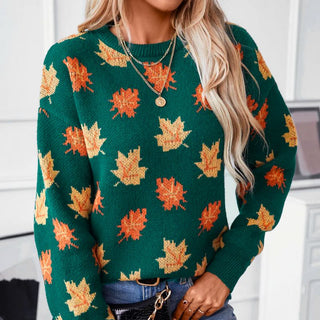 Willow - Strickpullover - Herbstlaub - Muster - Strickwaren - Grün - Müller Mode