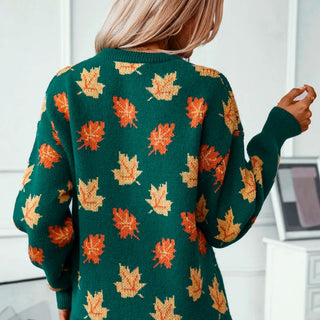 Willow - Strickpullover - Herbstlaub - Muster - Strickwaren - Grün - Müller Mode