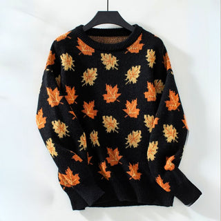Willow - Strickpullover - Herbstlaub - Muster - Strickwaren - Schwarz - Müller Mode