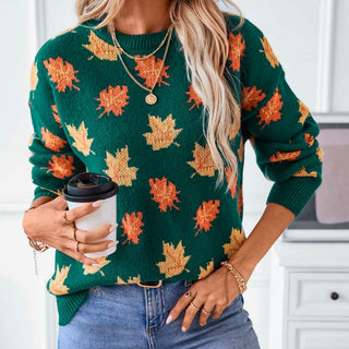 Willow - Strickpullover - Herbstlaub - Muster - Strickwaren - Grün - Müller Mode