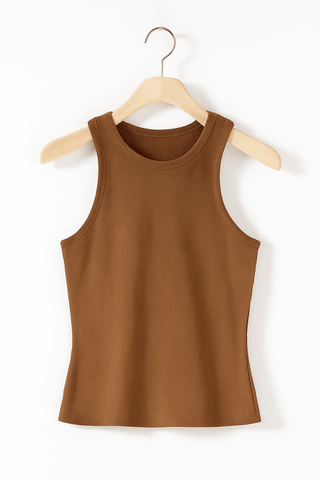 Yasmine Tanktop Gerippt - Tops - Braun - Müller Mode