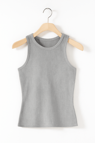 Yasmine Tanktop Gerippt - Tops - Grau - Müller Mode